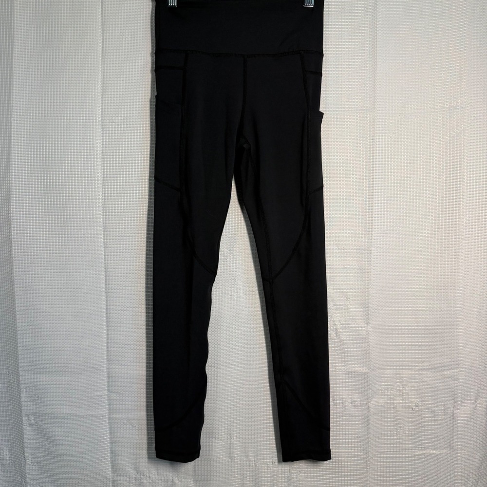 Zyia Active Leggings 2 Black High Rise Side Pockets Compression‎